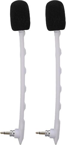 Jiawu 2pcs Plug and Play Microphone Fit Gold Plated 3.5mm Detachable Gaming Headset Mic Replacement with Wind Foam for Enhanced Voice Clarity (White) in Saudi Arabia