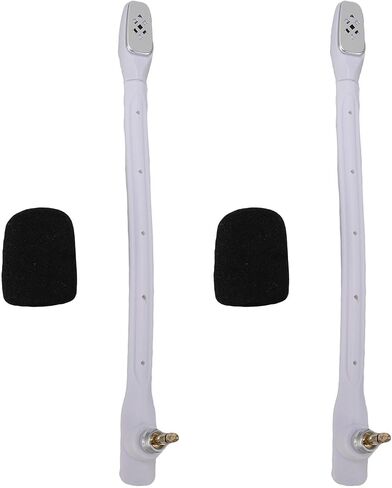 Jiawu 2pcs Plug and Play Microphone Fit Gold Plated 3.5mm Detachable Gaming Headset Mic Replacement with Wind Foam for Enhanced Voice Clarity (White) in Saudi Arabia