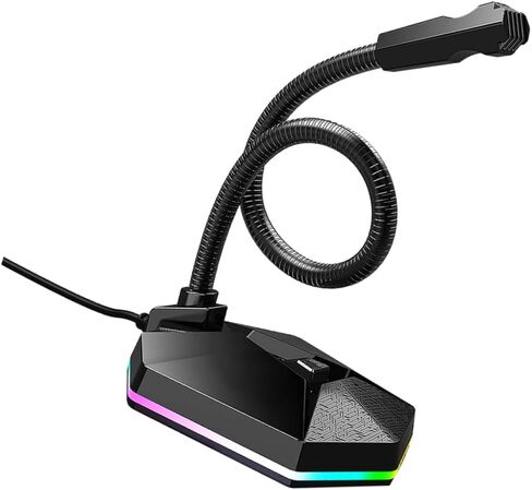 WOONEKY Bendable 1.5m Cable Length Microphone with RGB Lighting USB for Desktop Drive-Free Plug and Play, Wide Frequency Response Plastic and Metal Build, for Voice Chat and Video in Saudi Arabia
