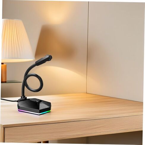 WOONEKY Bendable 1.5m Cable Length Microphone with RGB Lighting USB for Desktop Drive-Free Plug and Play, Wide Frequency Response Plastic and Metal Build, for Voice Chat and Video in Saudi Arabia