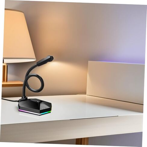WOONEKY Bendable 1.5m Cable Length Microphone with RGB Lighting USB for Desktop Drive-Free Plug and Play, Wide Frequency Response Plastic and Metal Build, for Voice Chat and Video in Saudi Arabia