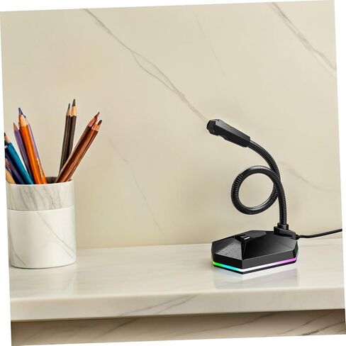 WOONEKY Bendable 1.5m Cable Length Microphone with RGB Lighting USB for Desktop Drive-Free Plug and Play, Wide Frequency Response Plastic and Metal Build, for Voice Chat and Video in Saudi Arabia