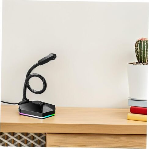 WOONEKY Bendable 1.5m Cable Length Microphone with RGB Lighting USB for Desktop Drive-Free Plug and Play, Wide Frequency Response Plastic and Metal Build, for Voice Chat and Video in Saudi Arabia