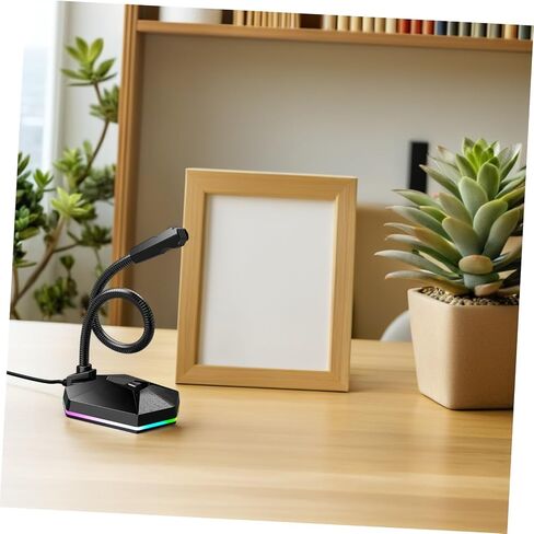 WOONEKY Bendable 1.5m Cable Length Microphone with RGB Lighting USB for Desktop Drive-Free Plug and Play, Wide Frequency Response Plastic and Metal Build, for Voice Chat and Video in Saudi Arabia