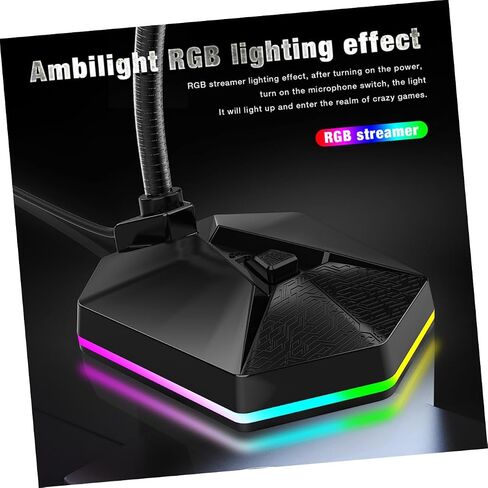 WOONEKY Bendable 1.5m Cable Length Microphone with RGB Lighting USB for Desktop Drive-Free Plug and Play, Wide Frequency Response Plastic and Metal Build, for Voice Chat and Video in Saudi Arabia