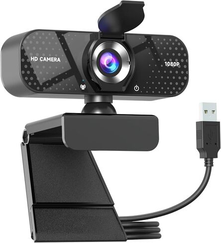 TRAUSI 1080P HD Webcam with Microphone, Privacy Shutter, Plug and Play for Conference (Tuxedo Black) in Saudi Arabia