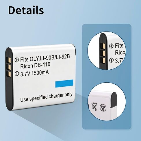 DB-110 Battery for Ricoh GR III/IIIx,Theta X,WG-6,G900/G900SE II in Saudi Arabia