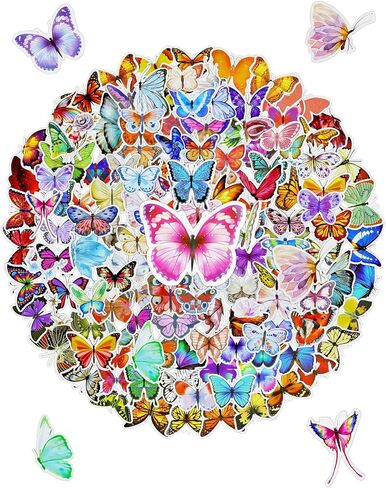 150 PCS Butterfly Stickers, Colorful Waterproof Stickers, Self-Adhesive Vinyl Stickers for Laptop Scrapbook Window Water Bottle, Aesthetic Decals for Party Decoration, Gifts for Teens, Adults in Saudi Arabia