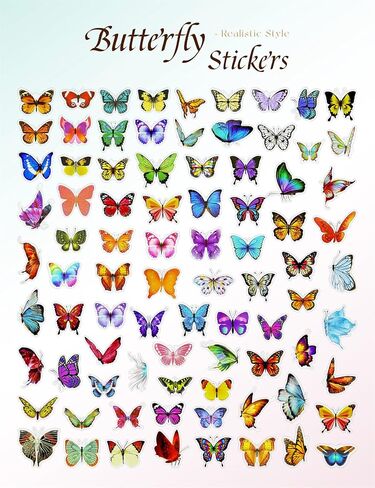 150 PCS Butterfly Stickers, Colorful Waterproof Stickers, Self-Adhesive Vinyl Stickers for Laptop Scrapbook Window Water Bottle, Aesthetic Decals for Party Decoration, Gifts for Teens, Adults in Saudi Arabia