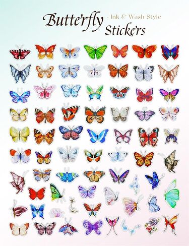 150 PCS Butterfly Stickers, Colorful Waterproof Stickers, Self-Adhesive Vinyl Stickers for Laptop Scrapbook Window Water Bottle, Aesthetic Decals for Party Decoration, Gifts for Teens, Adults in Saudi Arabia