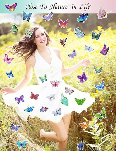 150 PCS Butterfly Stickers, Colorful Waterproof Stickers, Self-Adhesive Vinyl Stickers for Laptop Scrapbook Window Water Bottle, Aesthetic Decals for Party Decoration, Gifts for Teens, Adults in Saudi Arabia