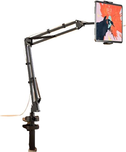 Bed Tablet Mount Holder Stand, Articulating Arm Cell Phone Holder, Load 10kg, Save Space, Desk/Bedside Tripod for Stream/Watching, Compatible with Ipad, Kindle, Cell Phones(Size:Phone,Color:White) in Saudi Arabia
