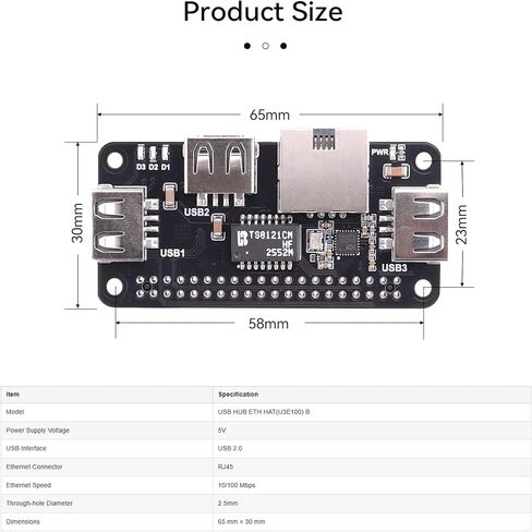 USB HUB ETH HAT for Raspberry Pi Zero, 3-Port USB 2.0 + 10/100M Ethernet in Saudi Arabia