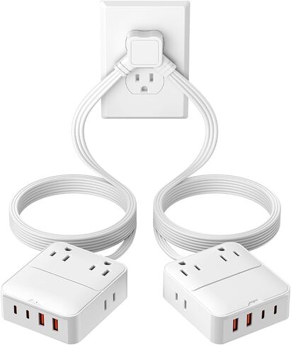 12FT Split Extension Cord 6FT Per Side, Flat Plug Twin Power Strip in Saudi Arabia