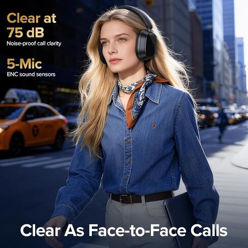 TAGRY Hybird Active Noise Cancelling Bluetooth 6.4 Headphones 140 Hrs Playtime ANC & Battery Display Over Ear Headphones Wireless With ENC Mic Hi-Res Audio Comfort Earcup Headset for Travel Game Music in Saudi Arabia