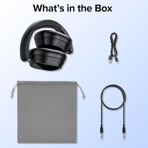 TAGRY Hybird Active Noise Cancelling Bluetooth 6.4 Headphones 140 Hrs Playtime ANC & Battery Display Over Ear Headphones Wireless With ENC Mic Hi-Res Audio Comfort Earcup Headset for Travel Game Music in Saudi Arabia
