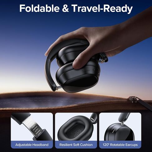 TAGRY Hybird Active Noise Cancelling Bluetooth 6.4 Headphones 140 Hrs Playtime ANC & Battery Display Over Ear Headphones Wireless With ENC Mic Hi-Res Audio Comfort Earcup Headset for Travel Game Music in Saudi Arabia