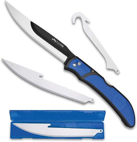 OUTDOOR EDGE Razor-Fin | 5" Razor Sharp Replaceable Blade Folding Fillet Knife with Pocket Clip, 3 Fillet Blades, 1 Gut Hook Blade and Blade Storage Box | Filet Knife For Fish, Awesome Fishing Gift in Saudi Arabia