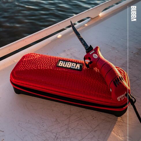 BUBBA 110V Electric Fillet Knife with Non-Slip Grip Handle, 4 Ti-Nitride S.S. Coated Non-Stick Reciprocating Blades, 8' Cord and Storage Case for Fishing in Saudi Arabia
