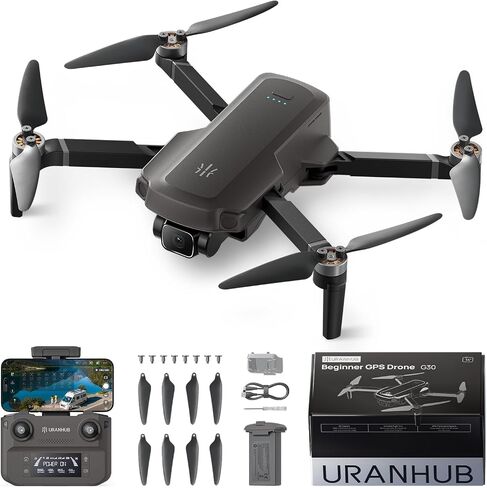 UranHub G30 Drone with 4K UHD Camera for Adults, GPS Drones for Kids/Beginner, Auto Return/Beginner Mode/Brushless Motor/Intelligent Flight, Cool Toys for Men Boys(Under 249 g) in Saudi Arabia
