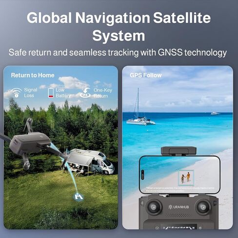 UranHub G30 Drone with 4K UHD Camera for Adults, GPS Drones for Kids/Beginner, Auto Return/Beginner Mode/Brushless Motor/Intelligent Flight, Cool Toys for Men Boys(Under 249 g) in Saudi Arabia
