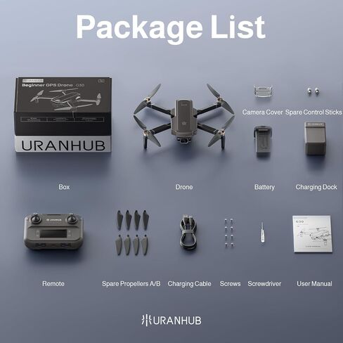 UranHub G30 Drone with 4K UHD Camera for Adults, GPS Drones for Kids/Beginner, Auto Return/Beginner Mode/Brushless Motor/Intelligent Flight, Cool Toys for Men Boys(Under 249 g) in Saudi Arabia