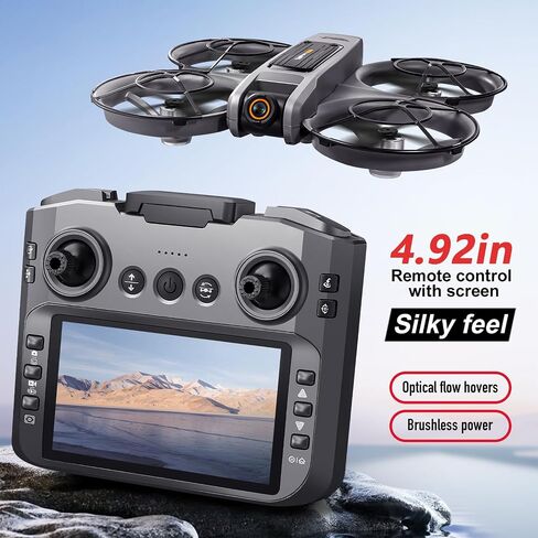 4.92in Large Screen Remote Control Drone, Mini Quadcopter with Dual Cameras, Standard Battery, 360° Flips, Full Anti-Collision Propeller Guard, Brushless Motor, Optical Flow Positioning & Hovering, RC Aircraft for Adults, Beginners in Saudi Arabia
