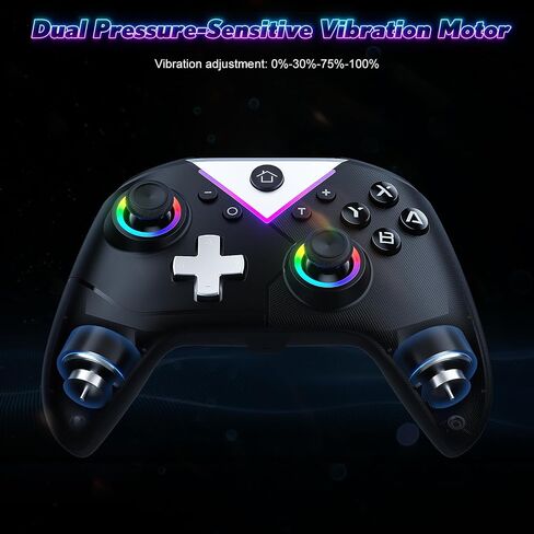 Dinosoo 2-Pack Wireless Gamepad for Nintendo Switch 2/1 Lite/OLED & PC, RGB Bluetooth Controller with 6-Axis Gyro, 4 Vibration Motors, Turbo, Macro, Screenshot in Saudi Arabia