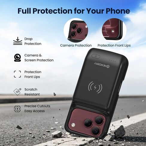 حافظة بطارية NEWDERY بقدرة 10000 مللي أمبير في الساعة لهاتف iPhone 18 Pro /17 Pro حافظة شحن سريعة in Kuwait