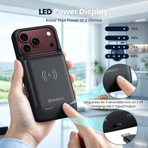 حافظة بطارية NEWDERY بقدرة 10000 مللي أمبير في الساعة لهاتف iPhone 18 Pro /17 Pro حافظة شحن سريعة in Kuwait