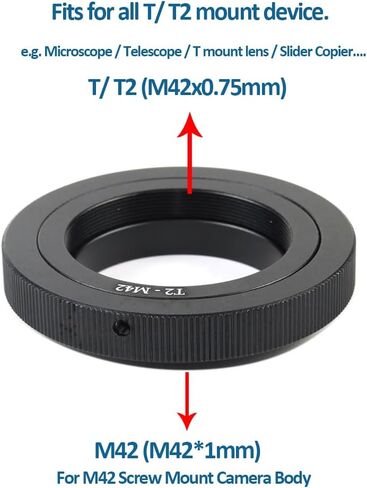 T2-M42 Lens Adapter Ring for Telescopes Microscopes T/T2(M42×0.75mm) Screw Thread Mount Lens and for M42 Screw Mount Camera Metal Lens Adapter Ring Manual Focus Adapter Ringocus Adapter Ring in Saudi Arabia