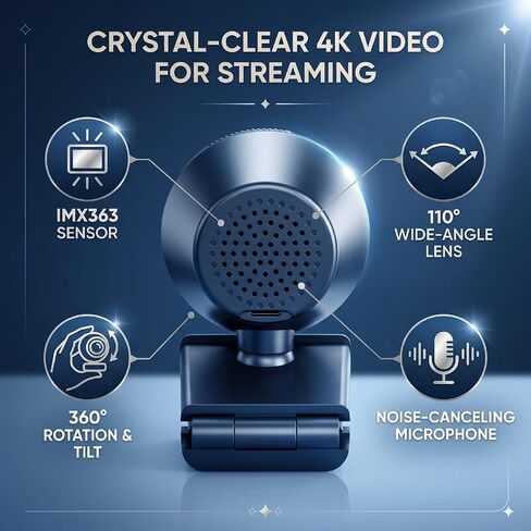 4K Webcam with IMX363 Sensor, 110 Wide Angle for Video in Saudi Arabia