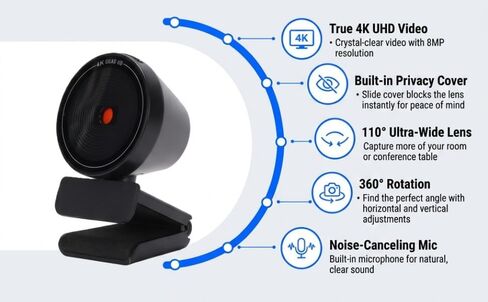 4K Webcam with IMX363 Sensor, 110 Wide Angle for Video in Saudi Arabia