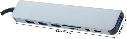 Type C USB Hub Adapter with Multiple Ports, Silver Metal in Saudi Arabia