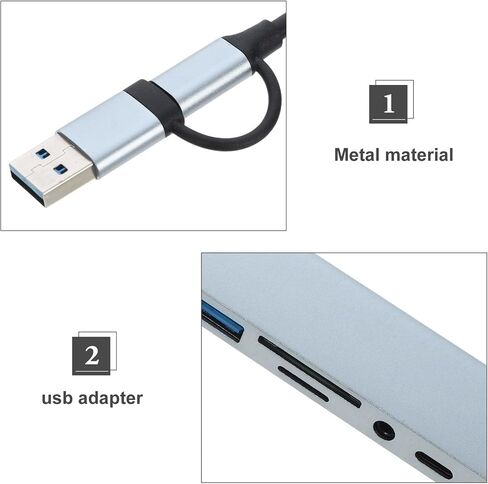 Type C USB Hub Adapter with Multiple Ports, Silver Metal in Saudi Arabia