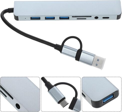 Type C USB Hub Adapter with Multiple Ports, Silver Metal in Saudi Arabia