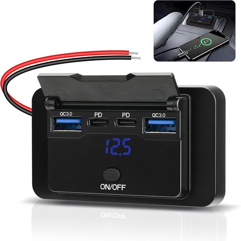 78W 12V USB Outlet, Dual PD 36W and Dual QC3.0, Voltmeter, Switch in Saudi Arabia