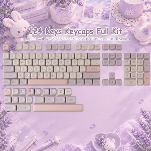 Double Shot PBT Keycaps 124 Keys MOA Profile Cute Custom Keycaps in Saudi Arabia