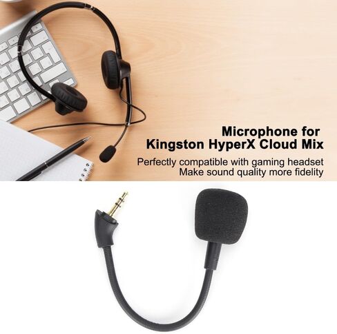 6.3 in Black Replacement Headset Microphone, 3.5mm Noise Canceling Gaming Mic with Gold-Plated Plug for HyperX Mix in Saudi Arabia