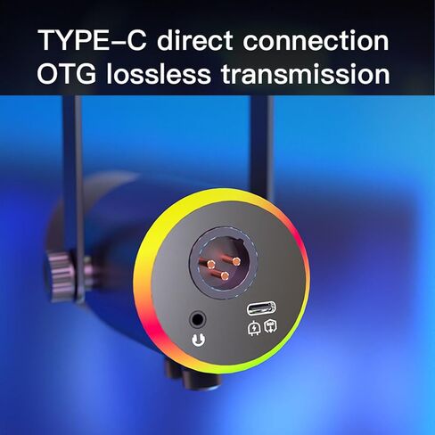 Gaming USB Microphone Dynamic RGB Noise Cancellation Condenser Mic for Streamers PC Gamers (Black) in Saudi Arabia