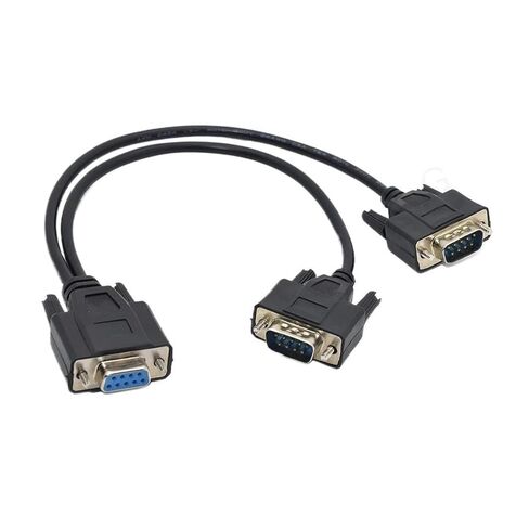 Splitter Directly Connected COM 2 in 1 DB9 9Pin To2 RS232 Data Cord Male to Female for Cash Register POS Display Serial(Black) in Saudi Arabia
