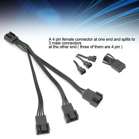 3Pcs 4-Pin Fan Splitter Cable 14cm - 1 to 3 Connector Adapter for PC Case Fans, PWM Extension Wire for Motherboard Cooling in Saudi Arabia
