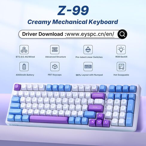 E-YOOSO Z-99 96% Wireless RGB Mechanical Gaming Keyboard, Pastel Creamy in Saudi Arabia