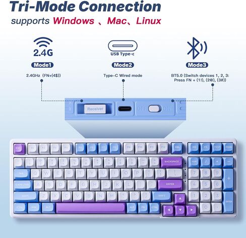 E-YOOSO Z-99 96% Wireless RGB Mechanical Gaming Keyboard, Pastel Creamy in Saudi Arabia