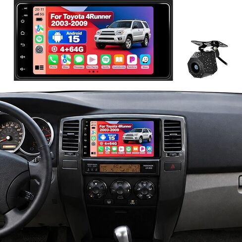 [4+64G] Android 15 Car Radio Stereo for Toyota 4Runner 2003-2009,Tundra 2003-2006,Sequoia 2003-2007 with Wireless Carplay,7 Inch Touchscreen Car Radio with WiFi,GPS,BT,FM/RDS,SWC,EQ in Kuwait
