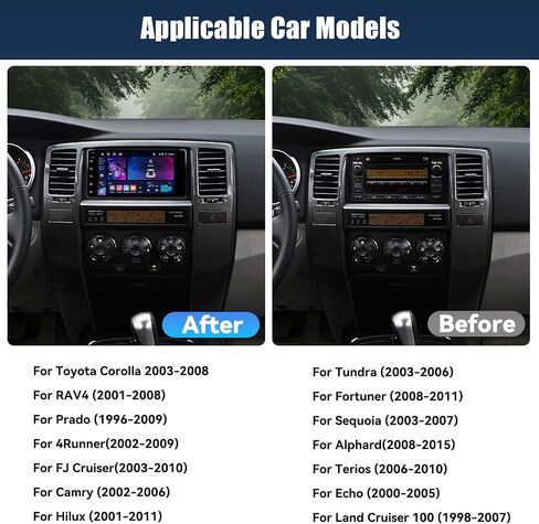 [4+64G] Android 15 Car Radio Stereo for Toyota 4Runner 2003-2009,Tundra 2003-2006,Sequoia 2003-2007 with Wireless Carplay,7 Inch Touchscreen Car Radio with WiFi,GPS,BT,FM/RDS,SWC,EQ in Kuwait