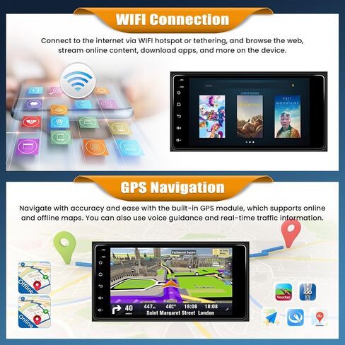[4+64G] Android 15 Car Radio Stereo for Toyota 4Runner 2003-2009,Tundra 2003-2006,Sequoia 2003-2007 with Wireless Carplay,7 Inch Touchscreen Car Radio with WiFi,GPS,BT,FM/RDS,SWC,EQ in Kuwait