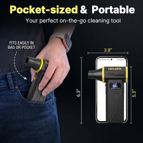 Electric Compressed Air Duster, 130,000RPM Super Power Cordless Rechargeable Electronic Dust Blower, 4-Gear Adjustable Mini Duster for Electronics Computer PC Keyboard Home Car Workshop Outdoor in Saudi Arabia