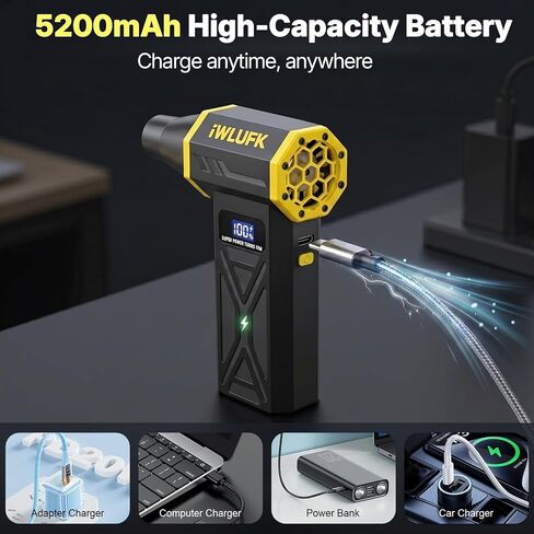 Electric Compressed Air Duster, 130,000RPM Super Power Cordless Rechargeable Electronic Dust Blower, 4-Gear Adjustable Mini Duster for Electronics Computer PC Keyboard Home Car Workshop Outdoor in Saudi Arabia