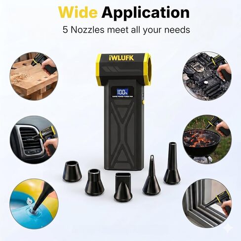 Electric Compressed Air Duster, 130,000RPM Super Power Cordless Rechargeable Electronic Dust Blower, 4-Gear Adjustable Mini Duster for Electronics Computer PC Keyboard Home Car Workshop Outdoor in Saudi Arabia